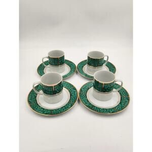 Vintage Georges Briard Imperial Malachite Porcelain Cappuccino Cups & Saucers 4